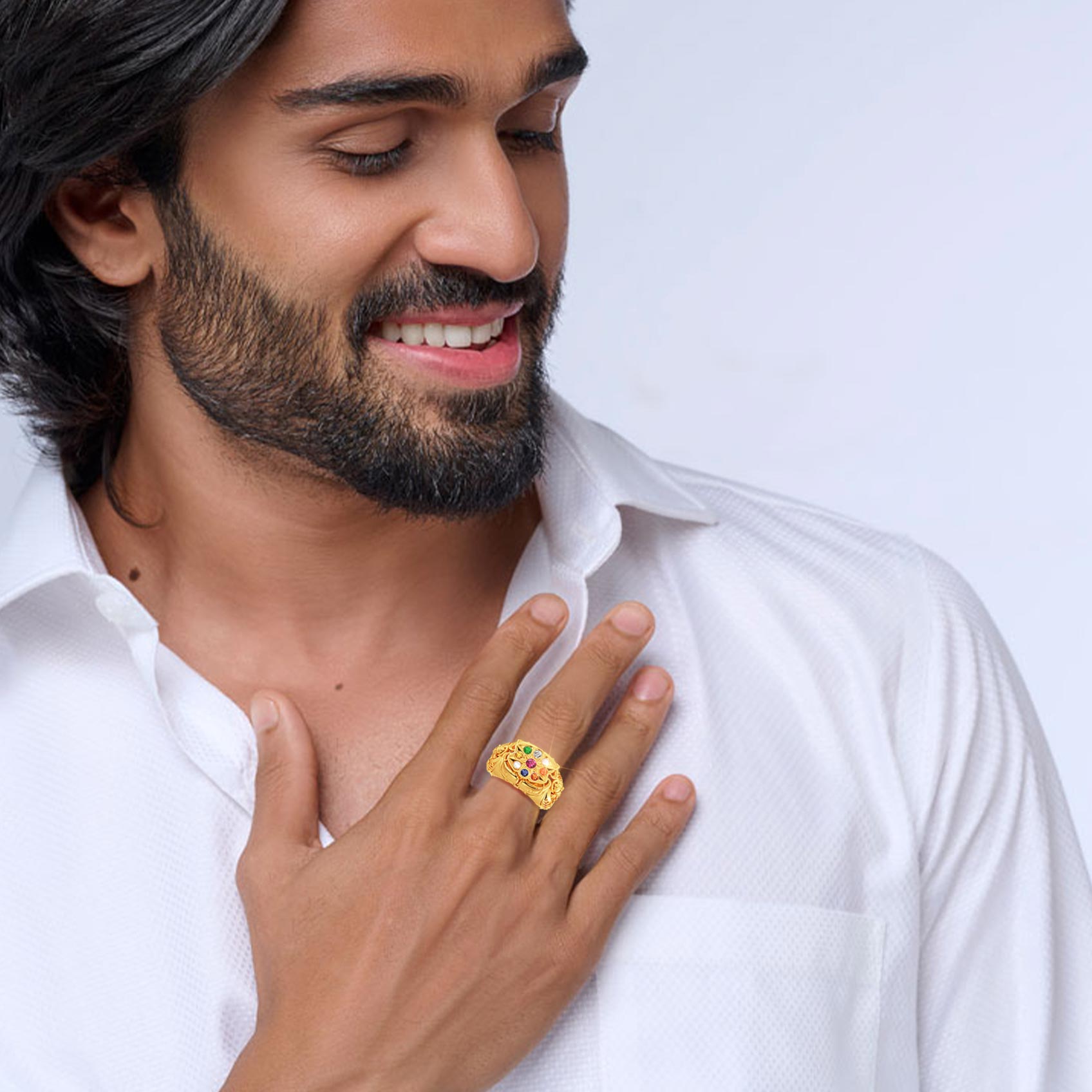 Celestial Navratna Mens Ring image