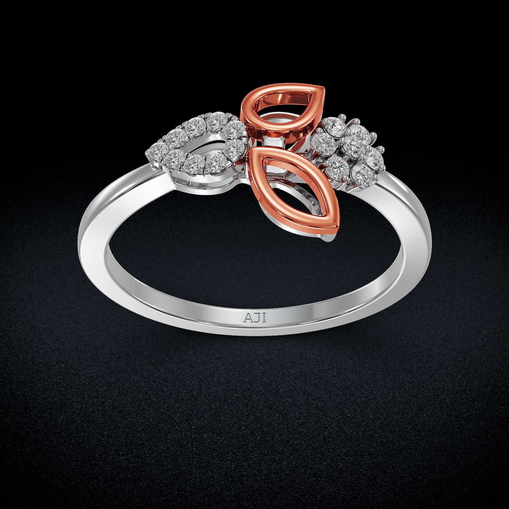 Chic Dewdrop & Leaf Platinum Womens Ring alternate view 2