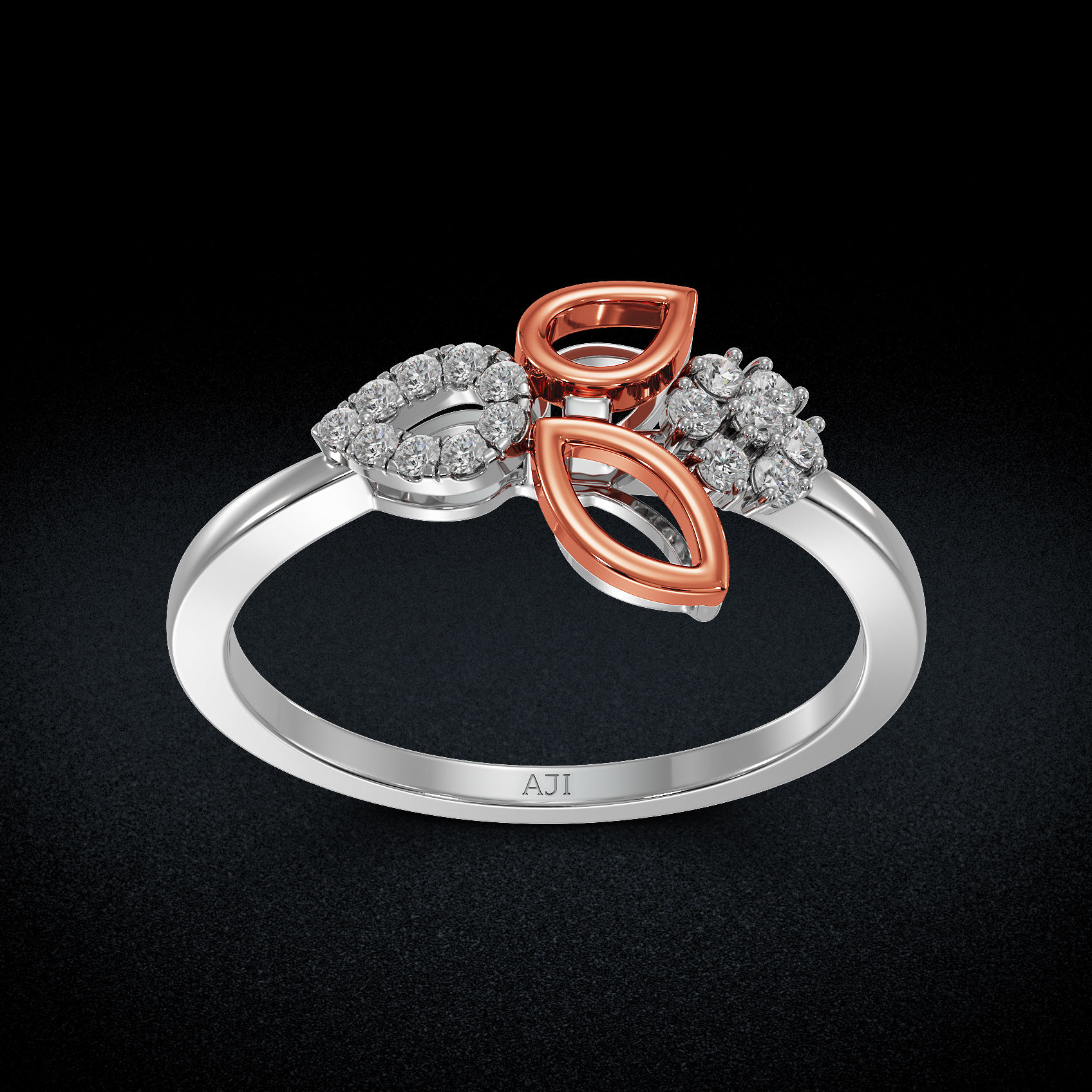 Chic Dewdrop & Leaf Platinum Womens Ring image
