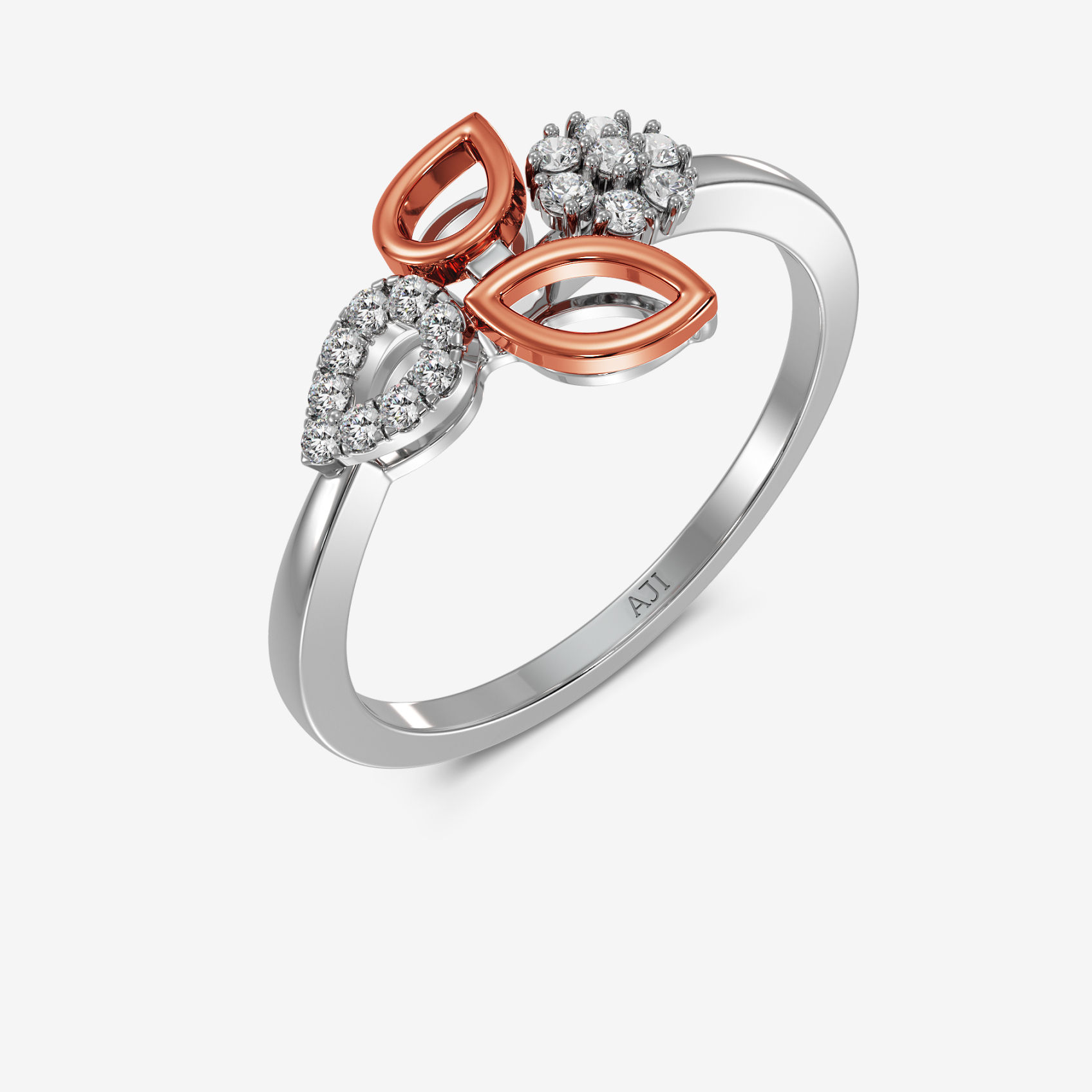 Chic Dewdrop & Leaf Platinum Womens Ring alternate view 1