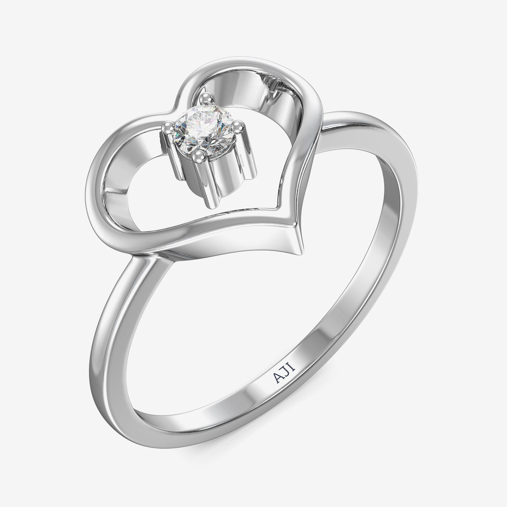 Platinum Heart Embrace Ring