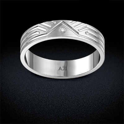 Angular Texture Platinum Ring alternate view 1