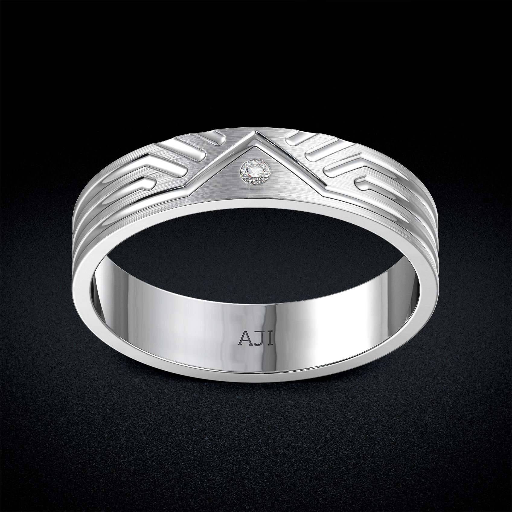 Angular Texture Platinum Ring image