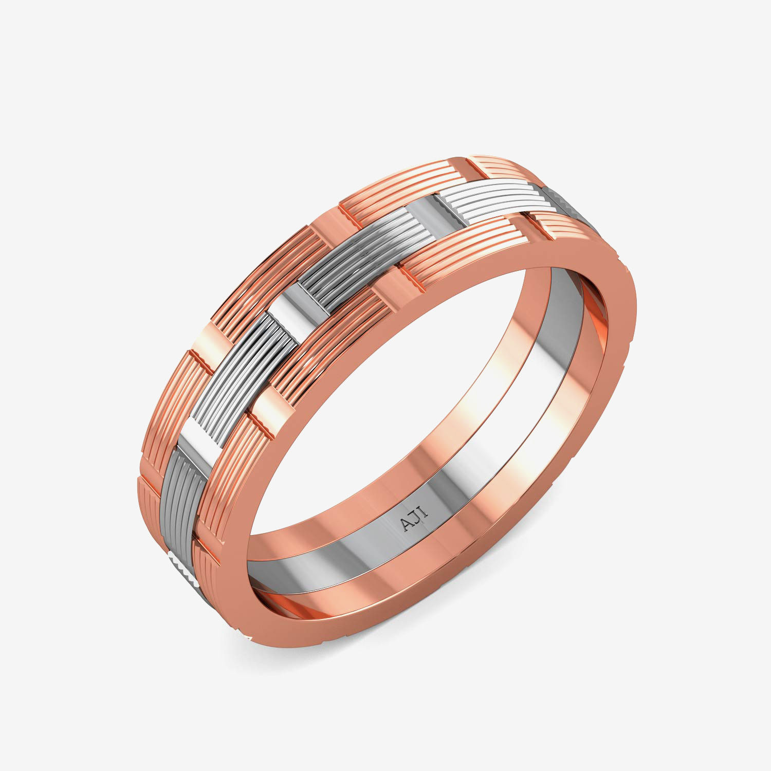 Artistic Edgy Mens Platinum Ring
