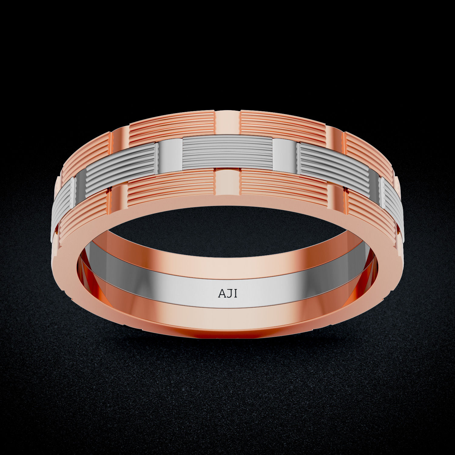 Artistic Edgy Mens Platinum Ring image