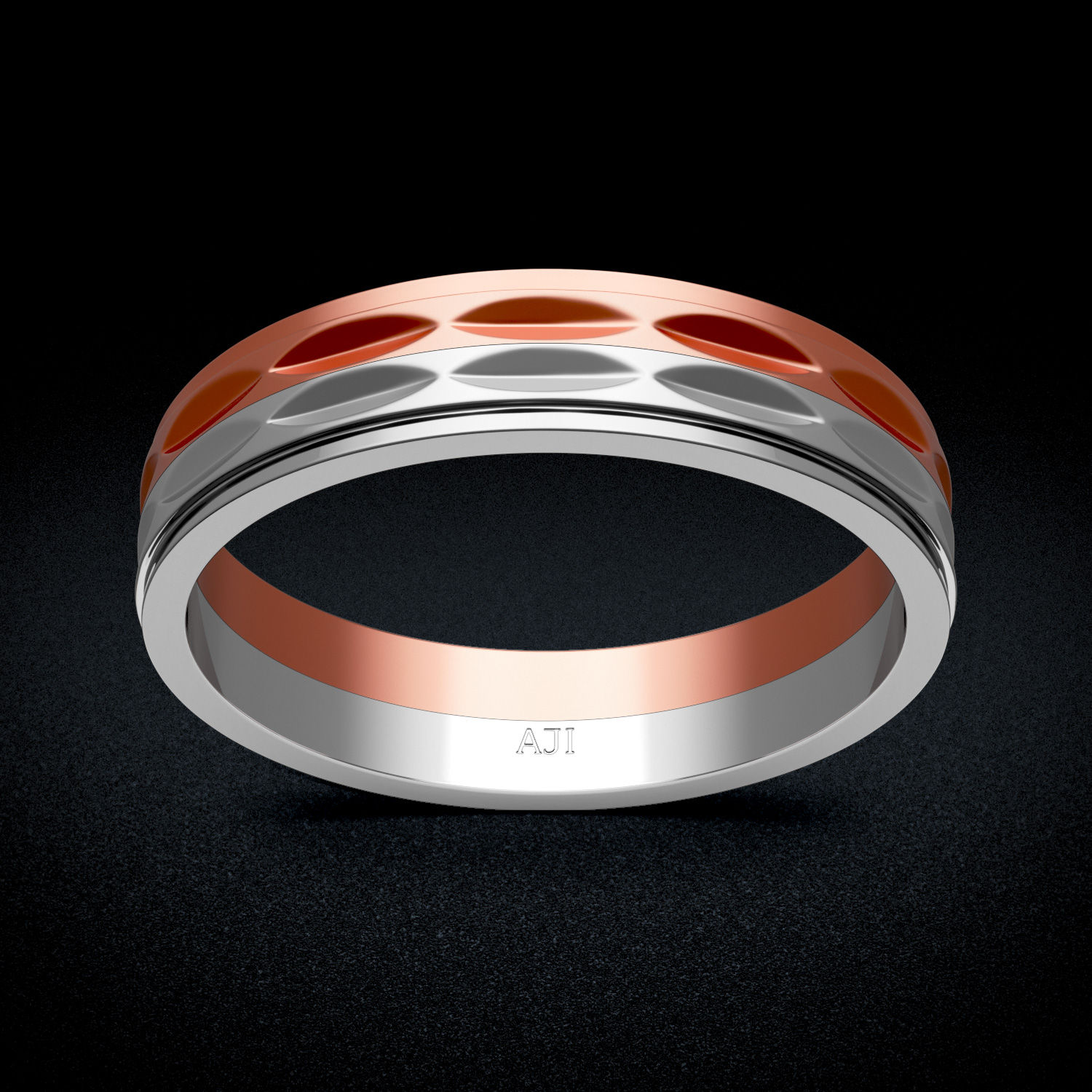 Round Motif Mens Platinum Ring image