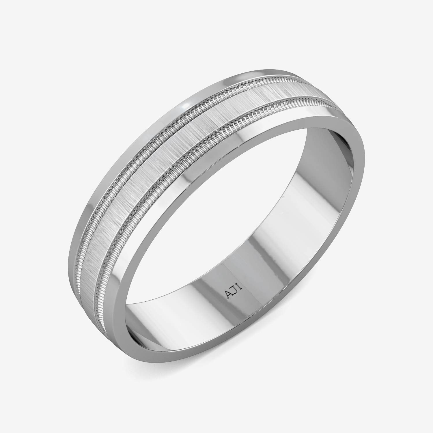Slit Triband Mens Platinum Ring