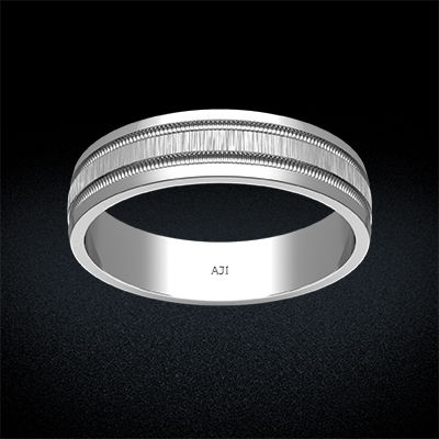 Slit Triband Mens Platinum Ring alternate view 2