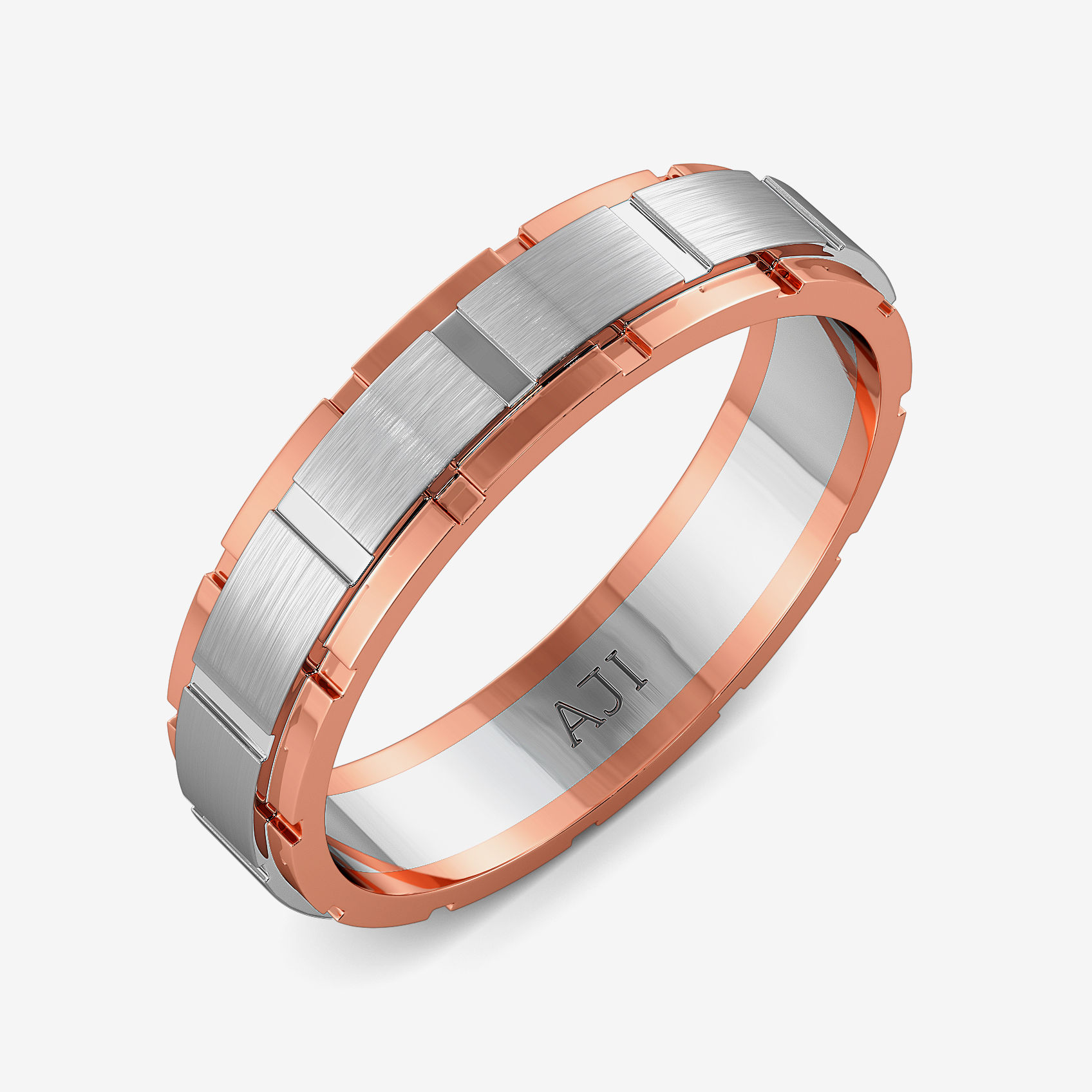 Textured Square Platinum Band For Women