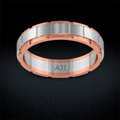 Textured Square Platinum Band For Women alternate view 2
