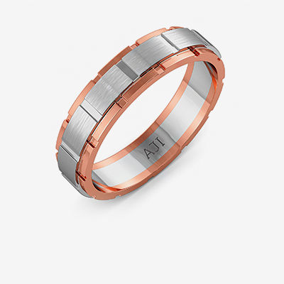 Textured Square Platinum Band For Women alternate view 1