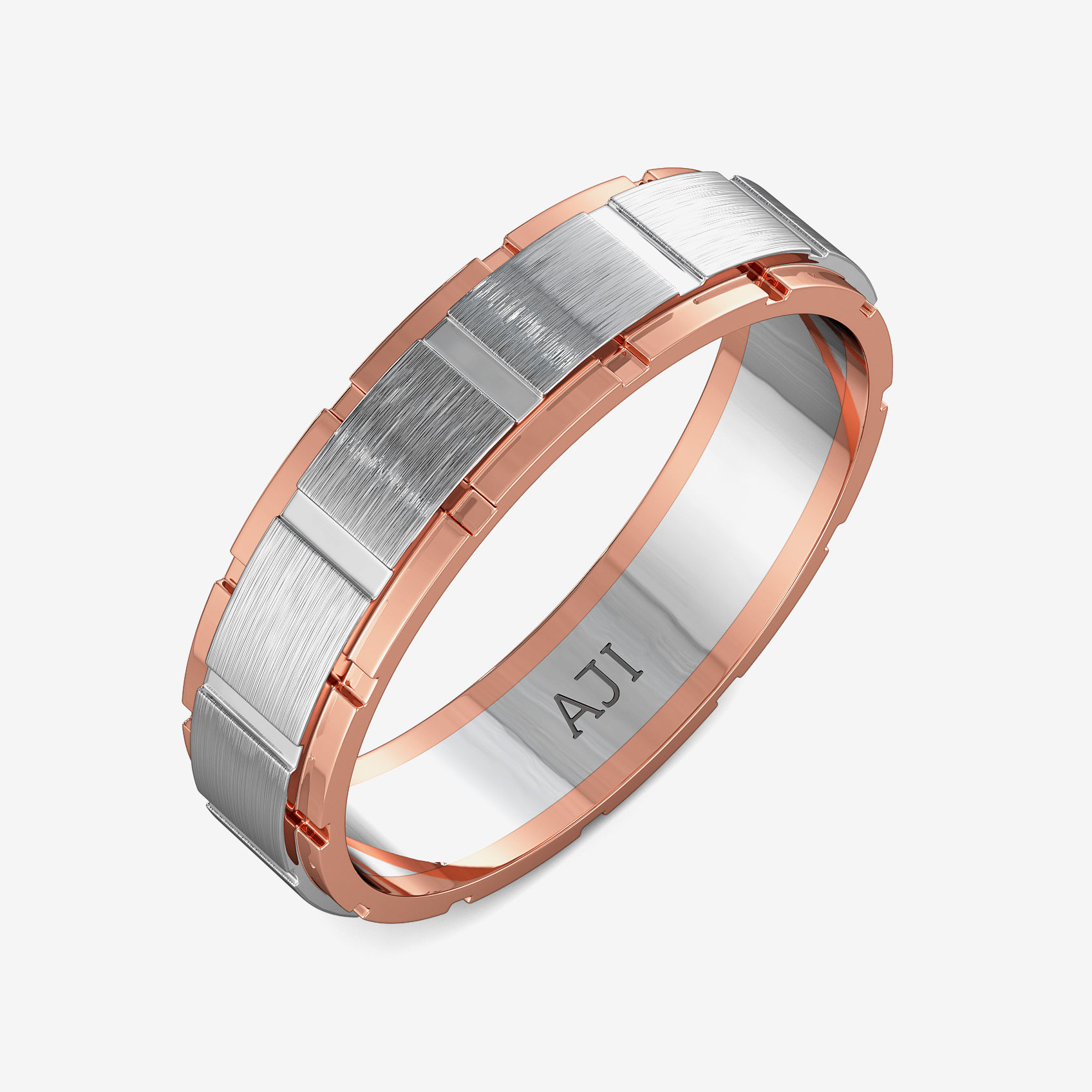 Textured Square Platinum Band For Men