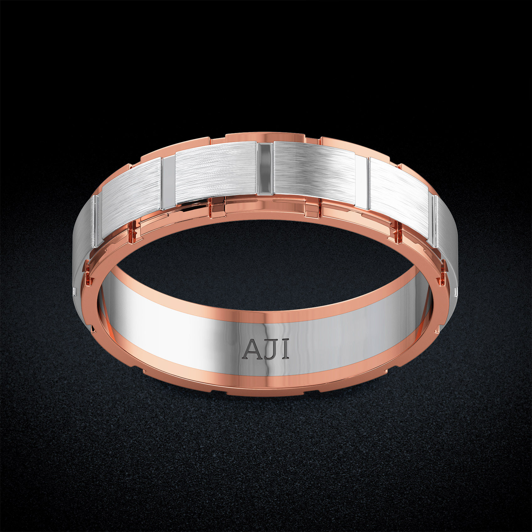 Textured Square Platinum Band For Men image