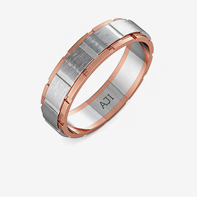 Textured Square Platinum Band For Men alternate view 1