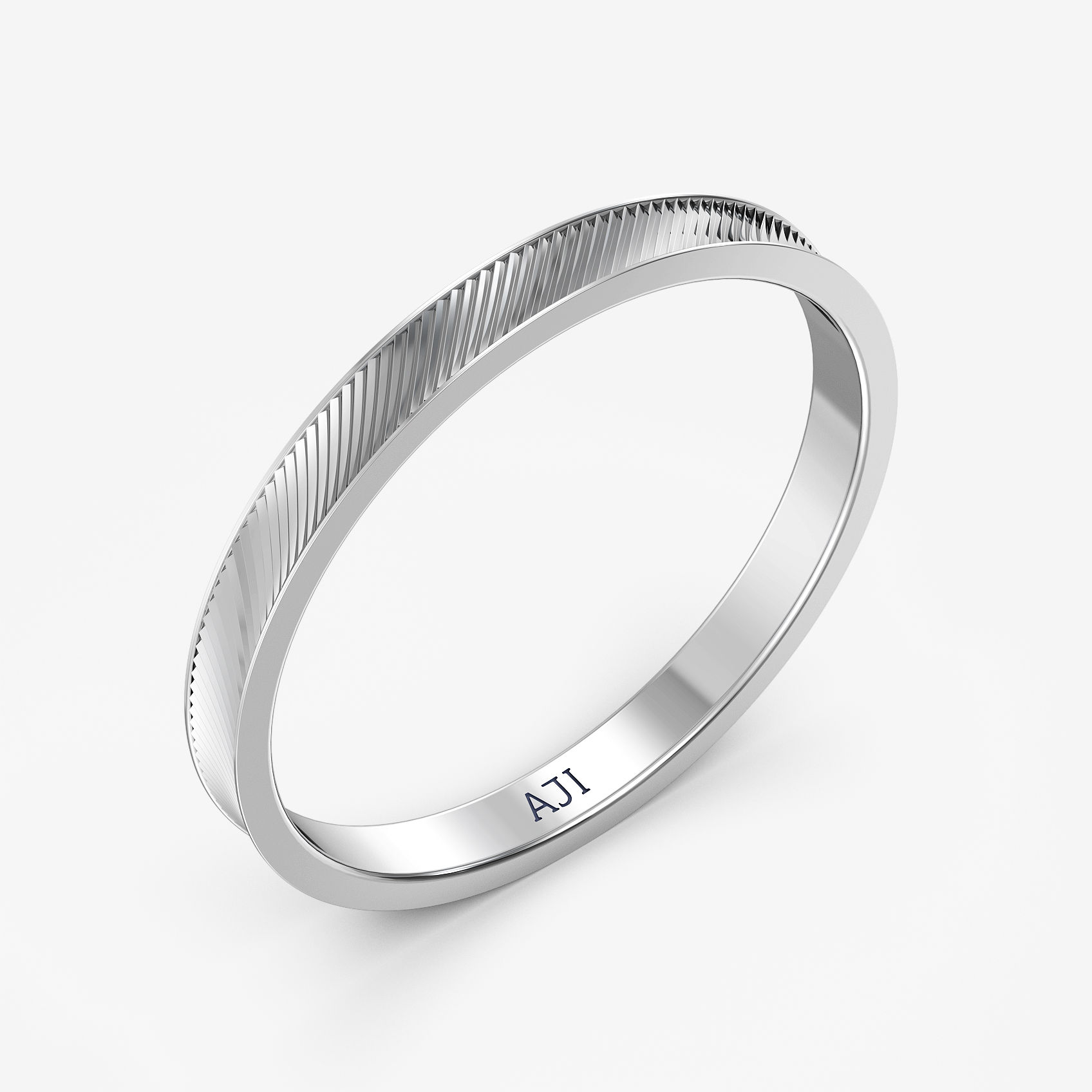 Elegant Line Texture Platinum Womens Ring