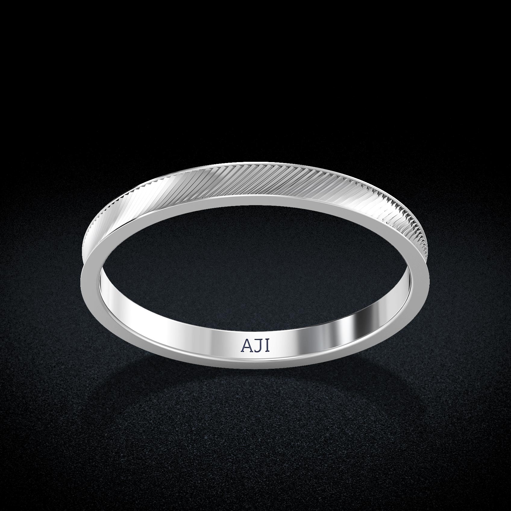 Elegant Line Texture Platinum Womens Ring image