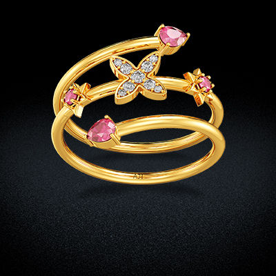 Aesthetic Gemstone Butterfly Floral Twirled Ring alternate view 2