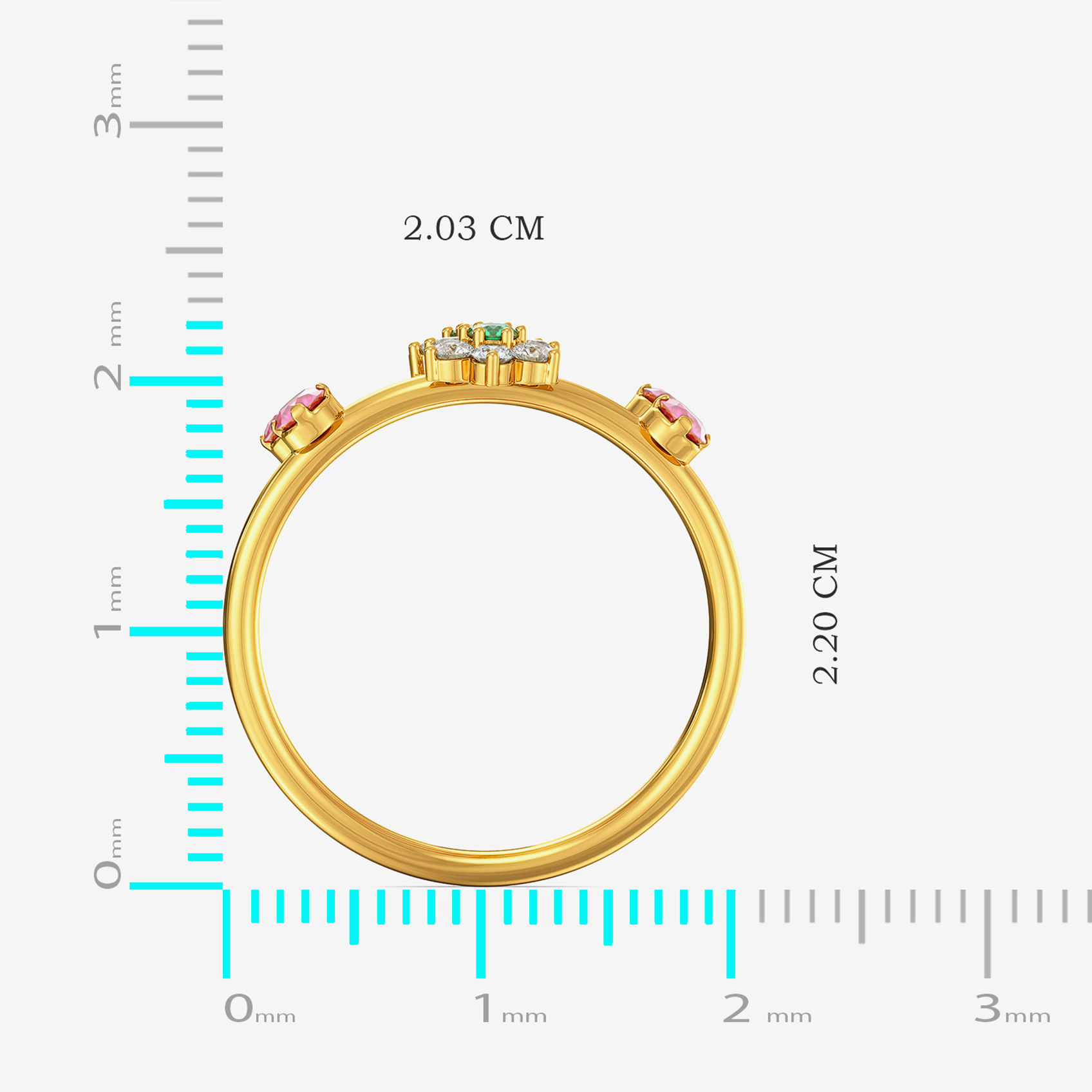 Criss-cross Gemstone Floral Ring image