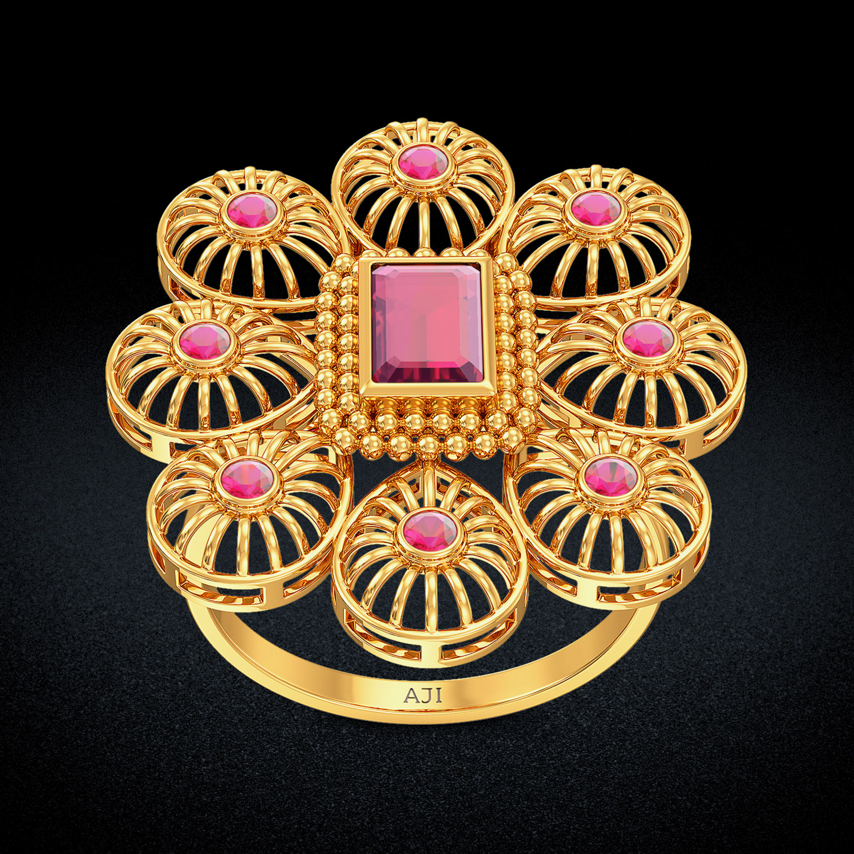 Gemstone Floral Ring image