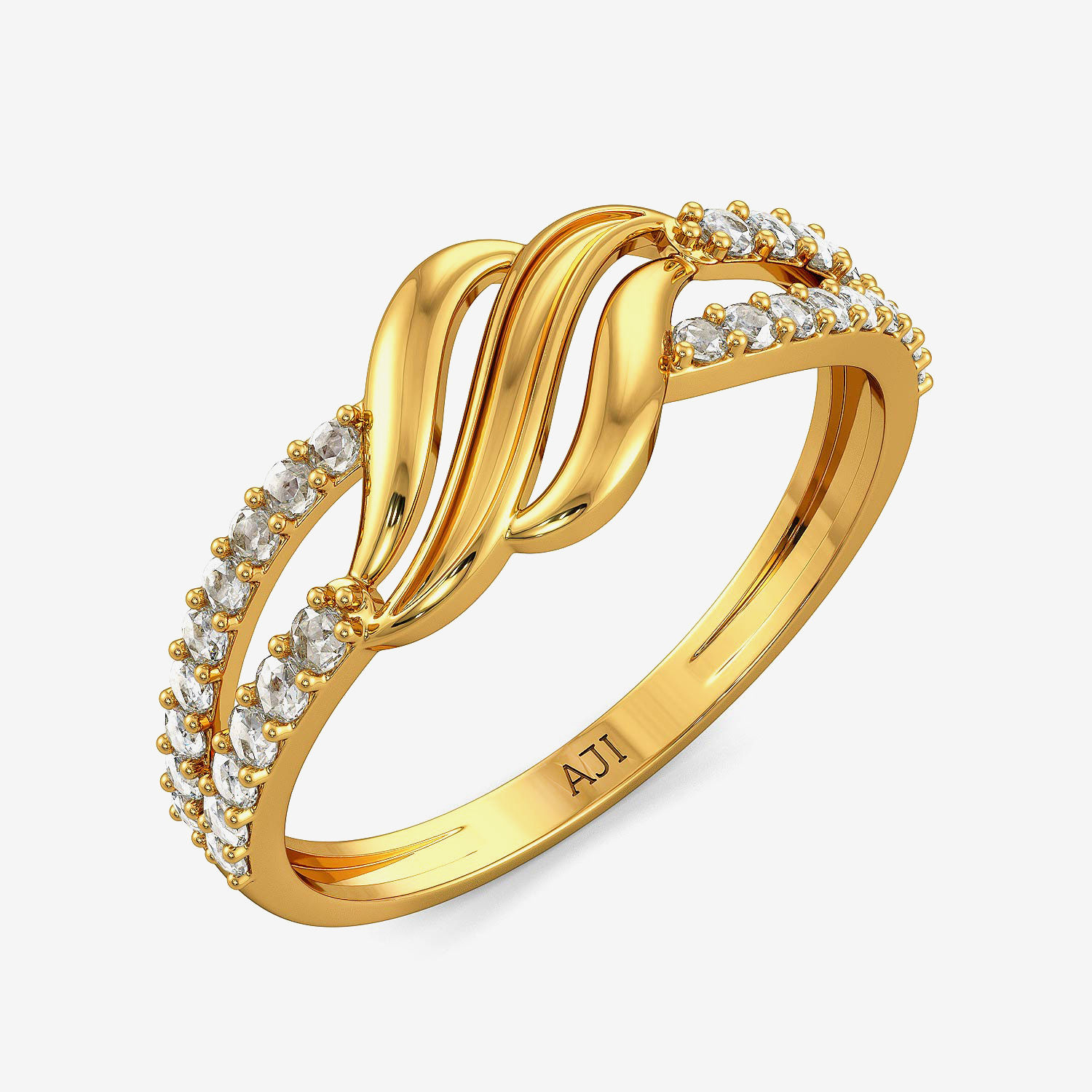 Crystal Swirly Leaf Beautiful Ring