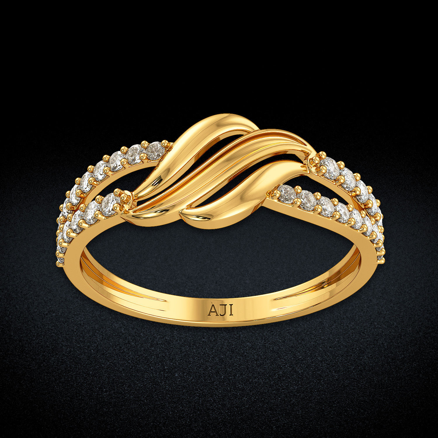 Crystal Swirly Leaf Beautiful Ring image
