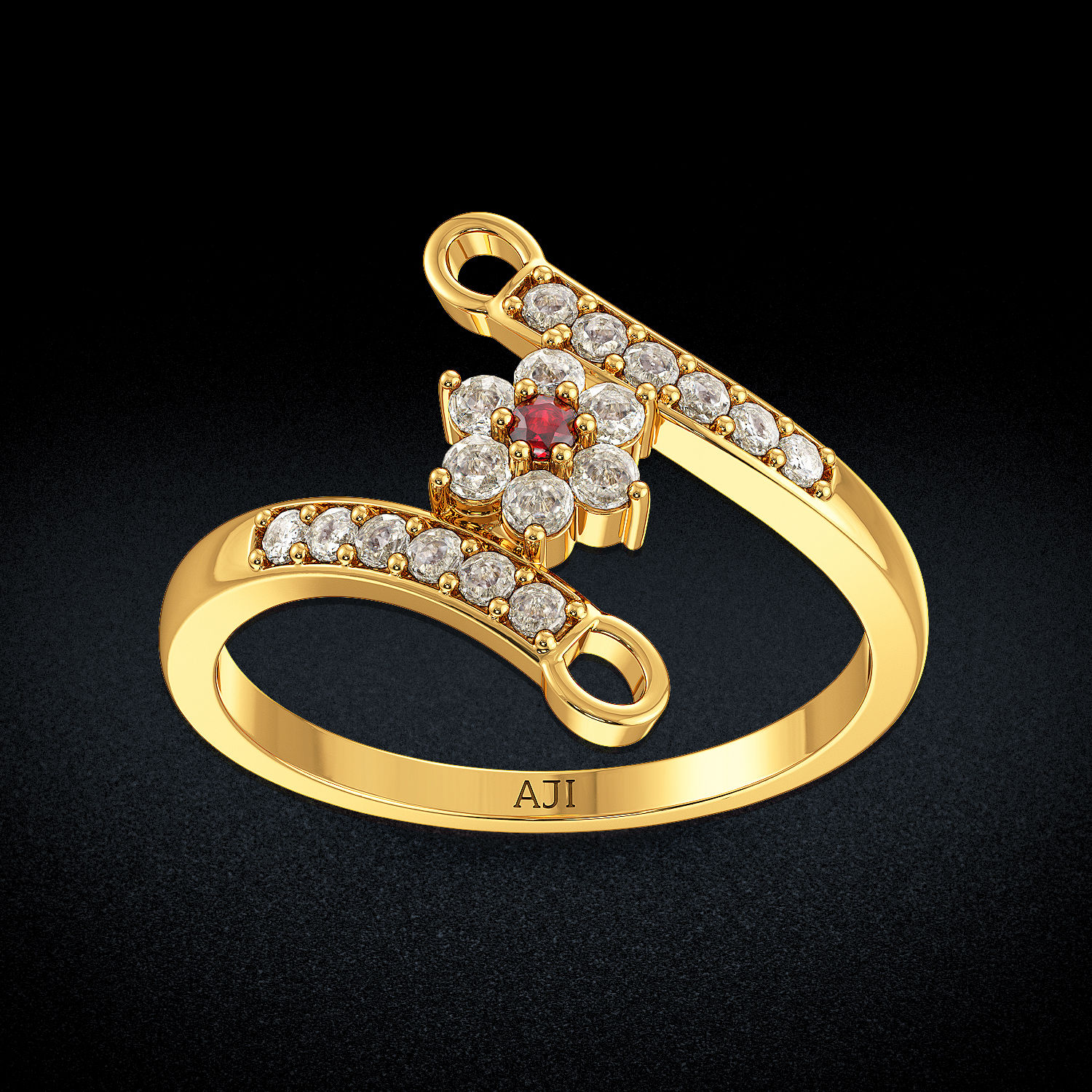 Freaky Pink Sapphire Floral Ring image