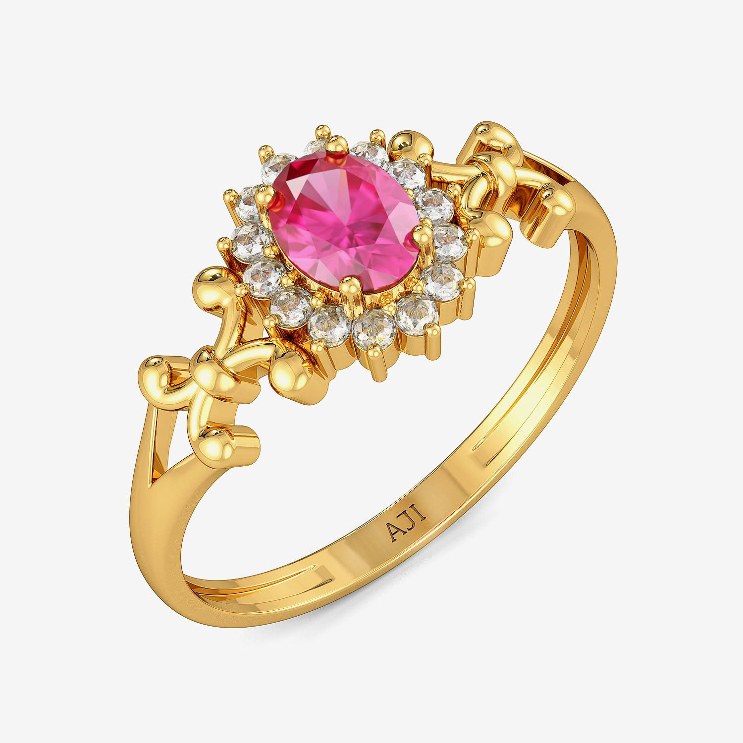 Traditional Pink Sapphire Sunflower Ring