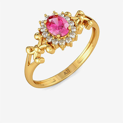 Traditional Pink Sapphire Sunflower Ring alternate view 1