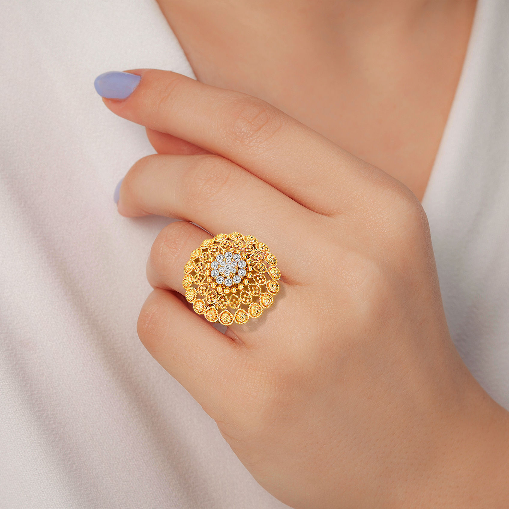 Uncut Diamond Floral Ring image