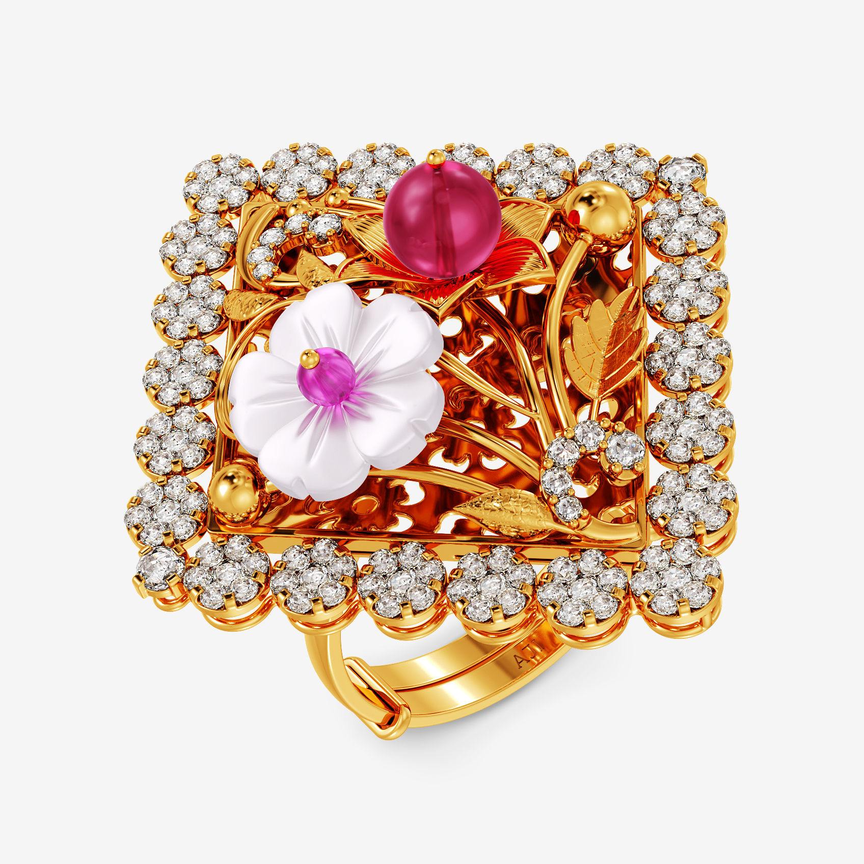 Square Blossom Uncut Diamond Rings
