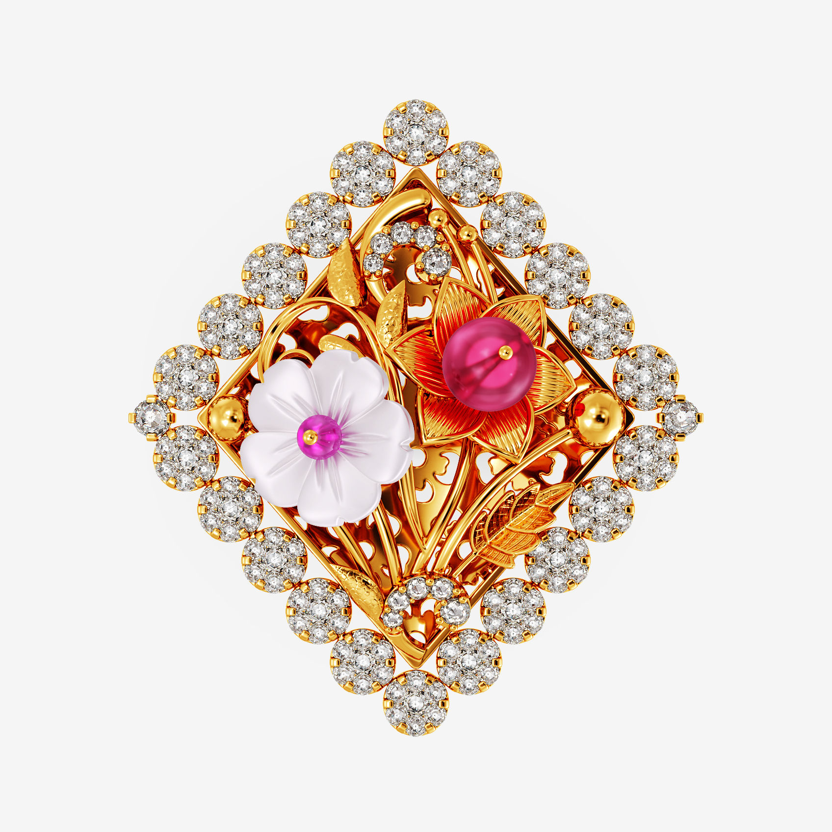 Square Blossom Uncut Diamond Rings image