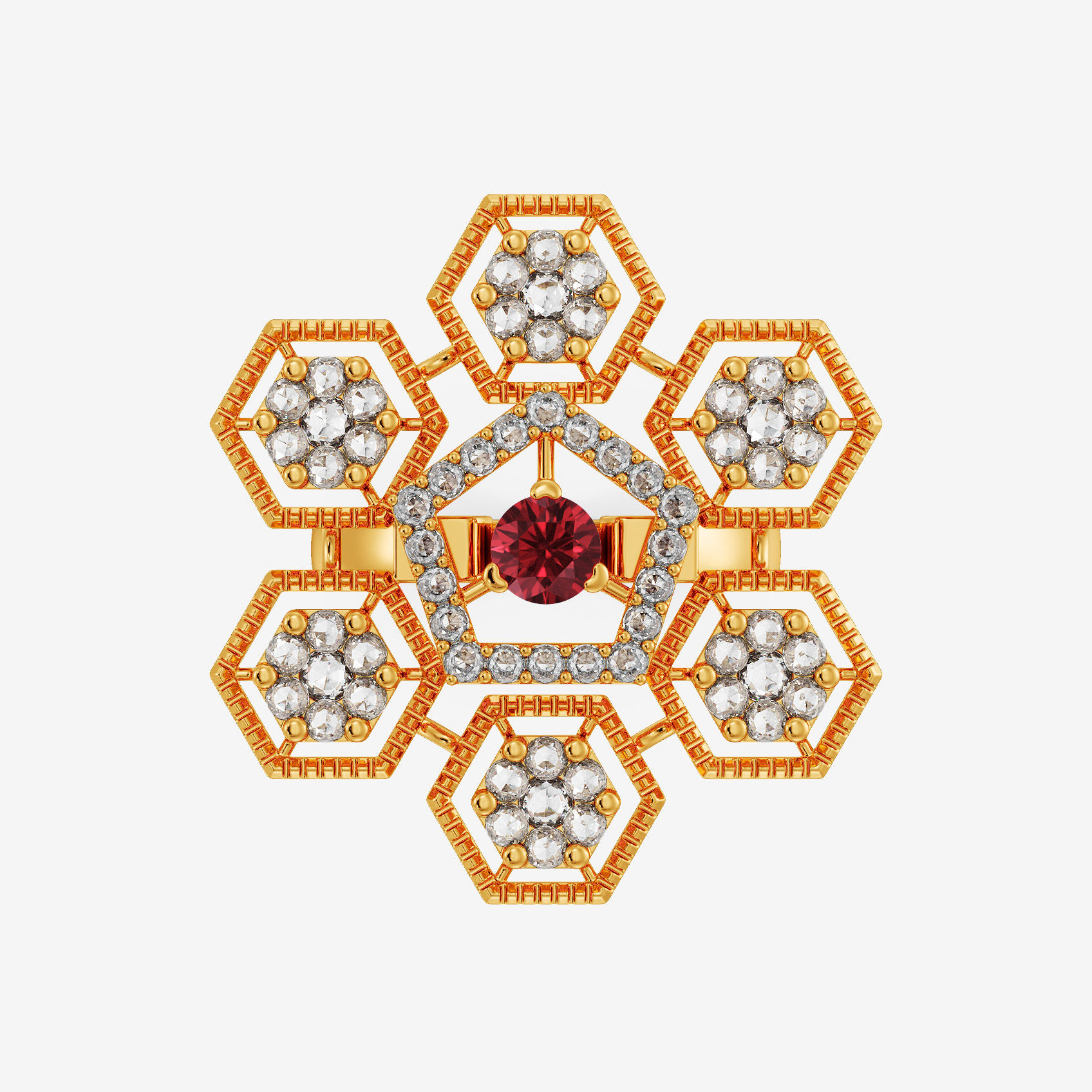 Hexa Hive Uncut Diamond Ring image
