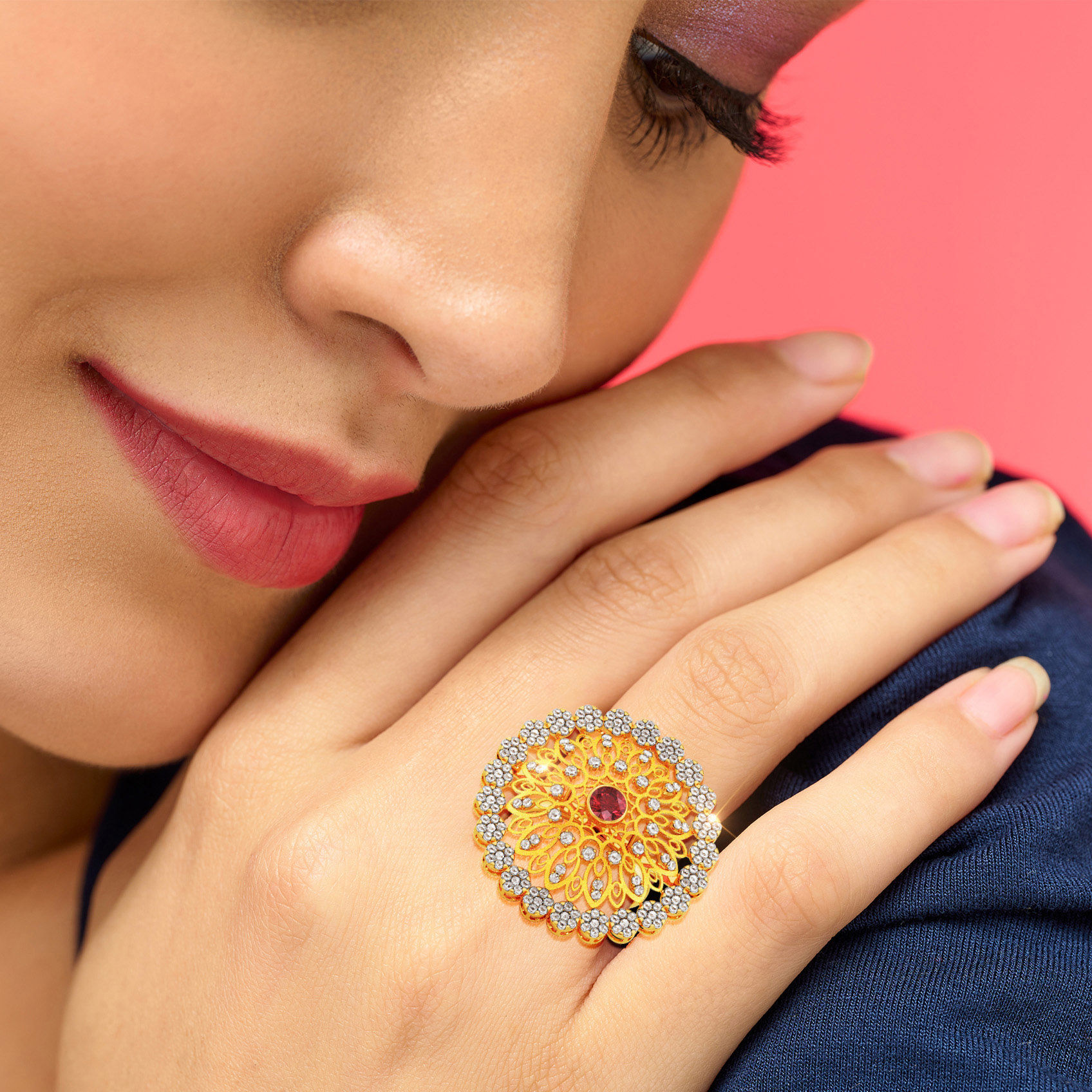 Regal Bloom Uncut Diamond Ring image