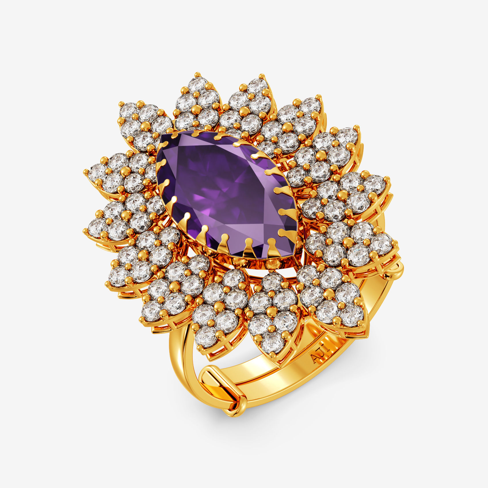 Regal Amethyst Uncut Diamond Ring