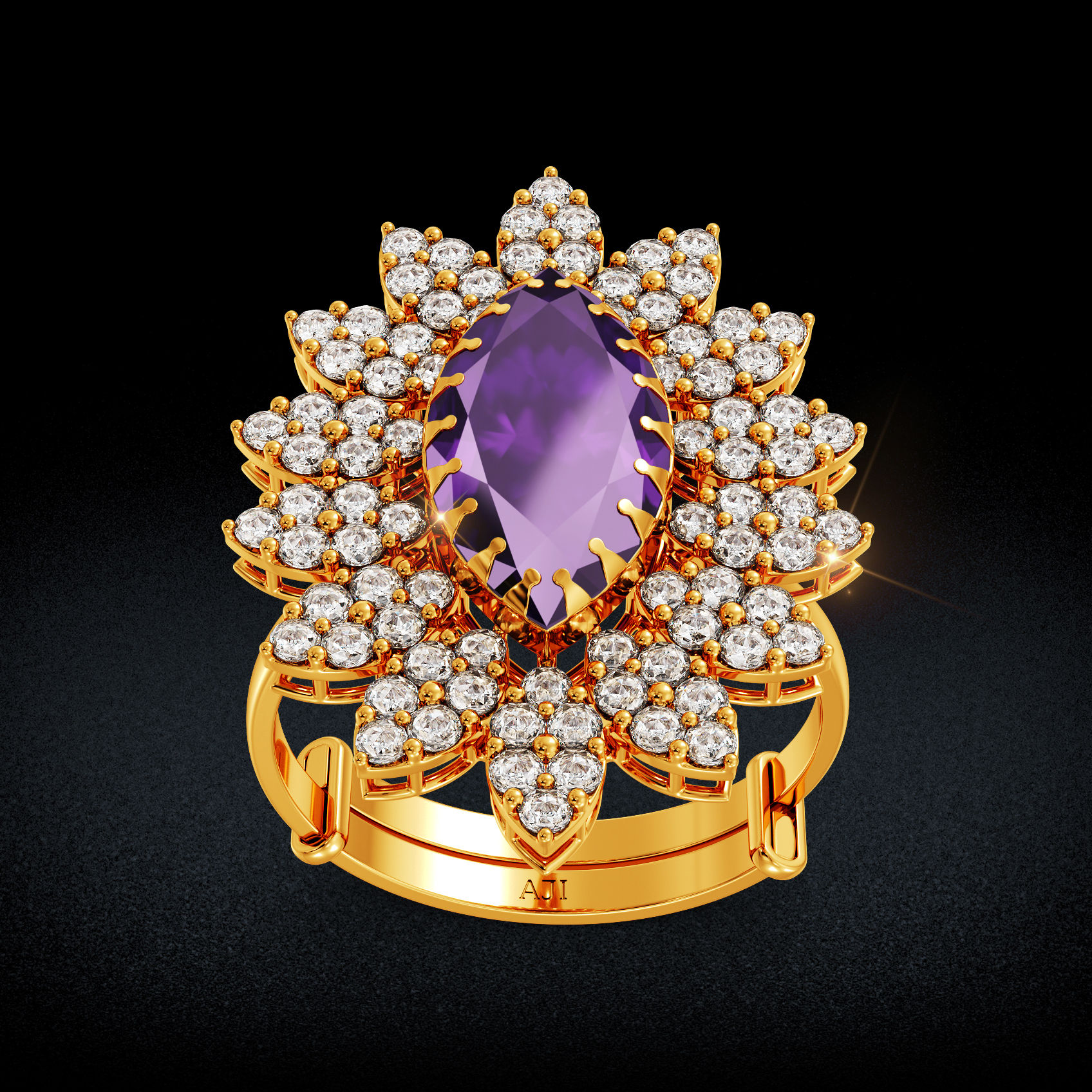 Regal Amethyst Uncut Diamond Ring image