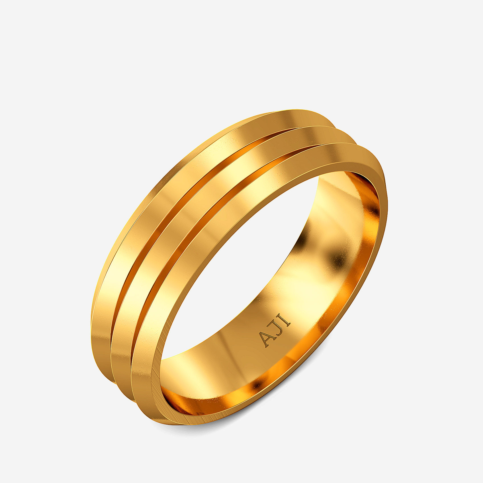 Twin Arc Gold Mens Ring