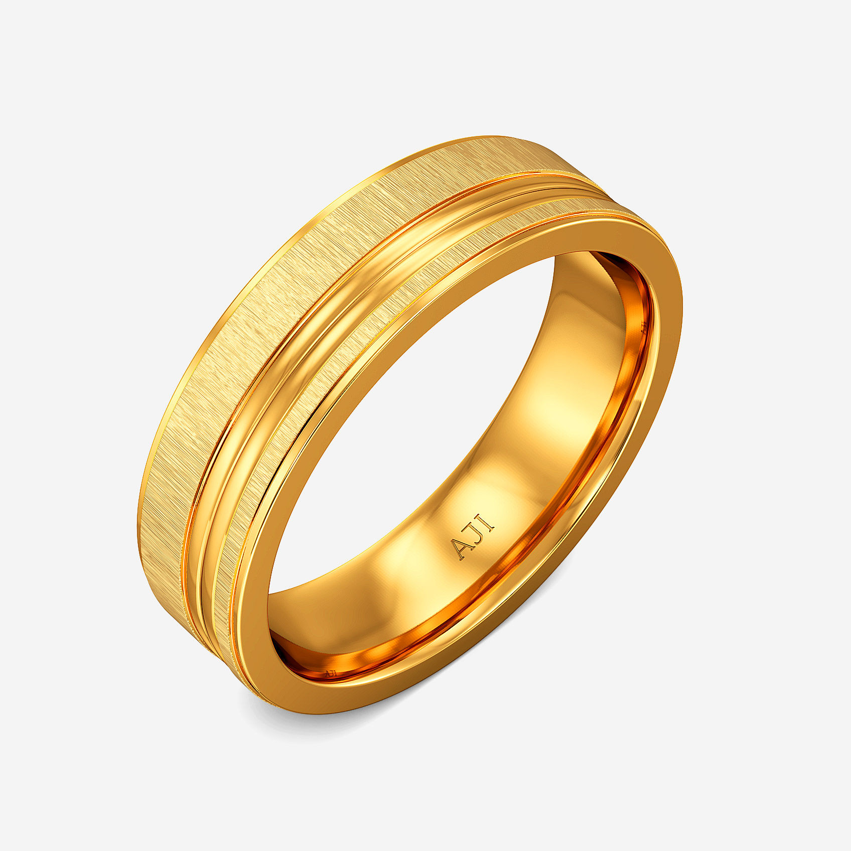Patterned Bond Gold Mens Ring