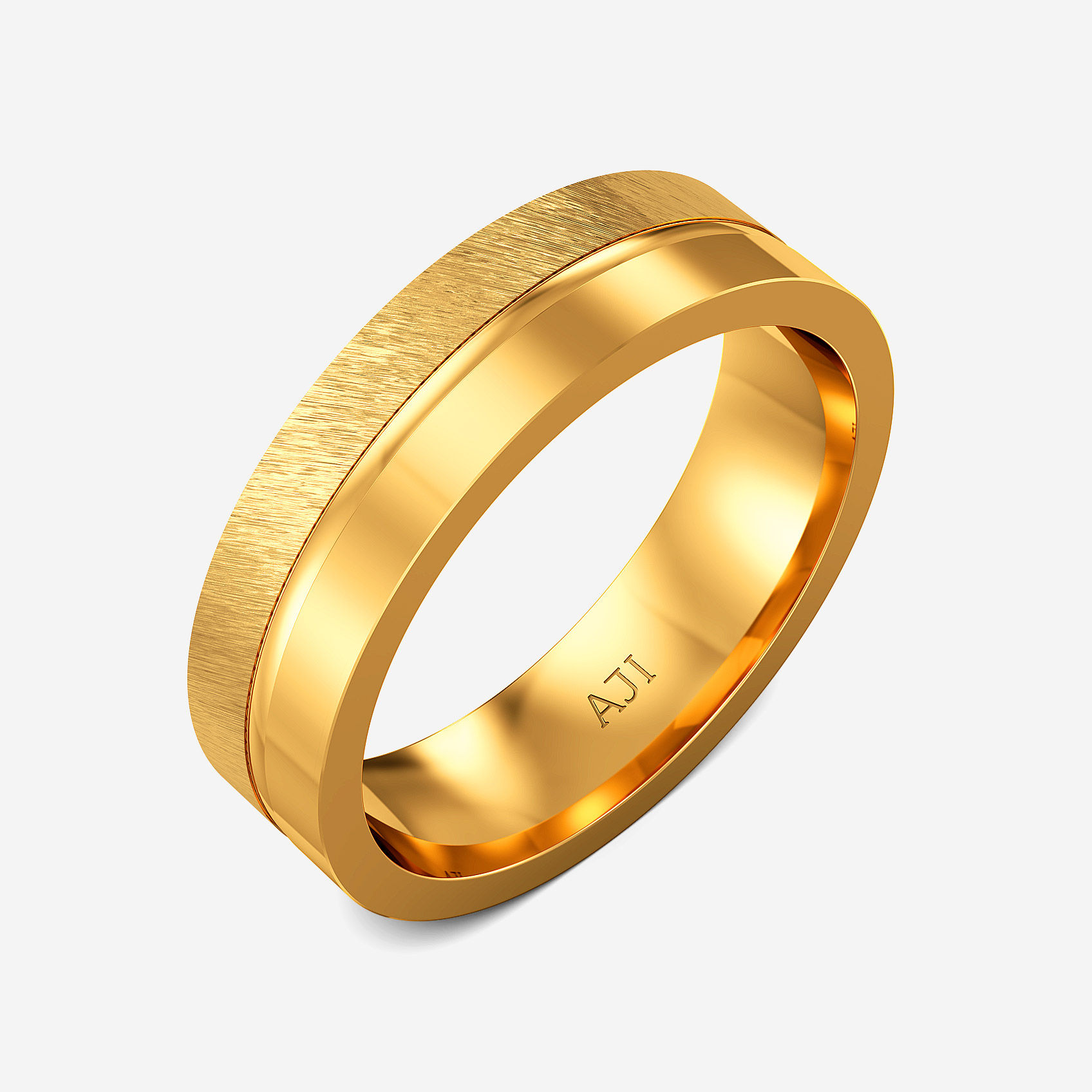 Etched Gleam Gold Mens Ring