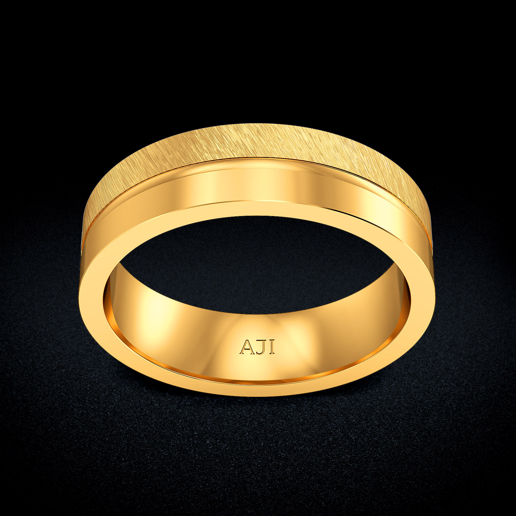 Etched Gleam Gold Mens Ring image