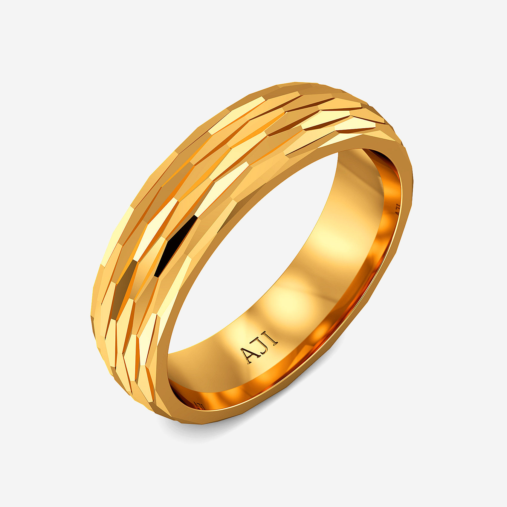Carved Spark Gold Mens Ring
