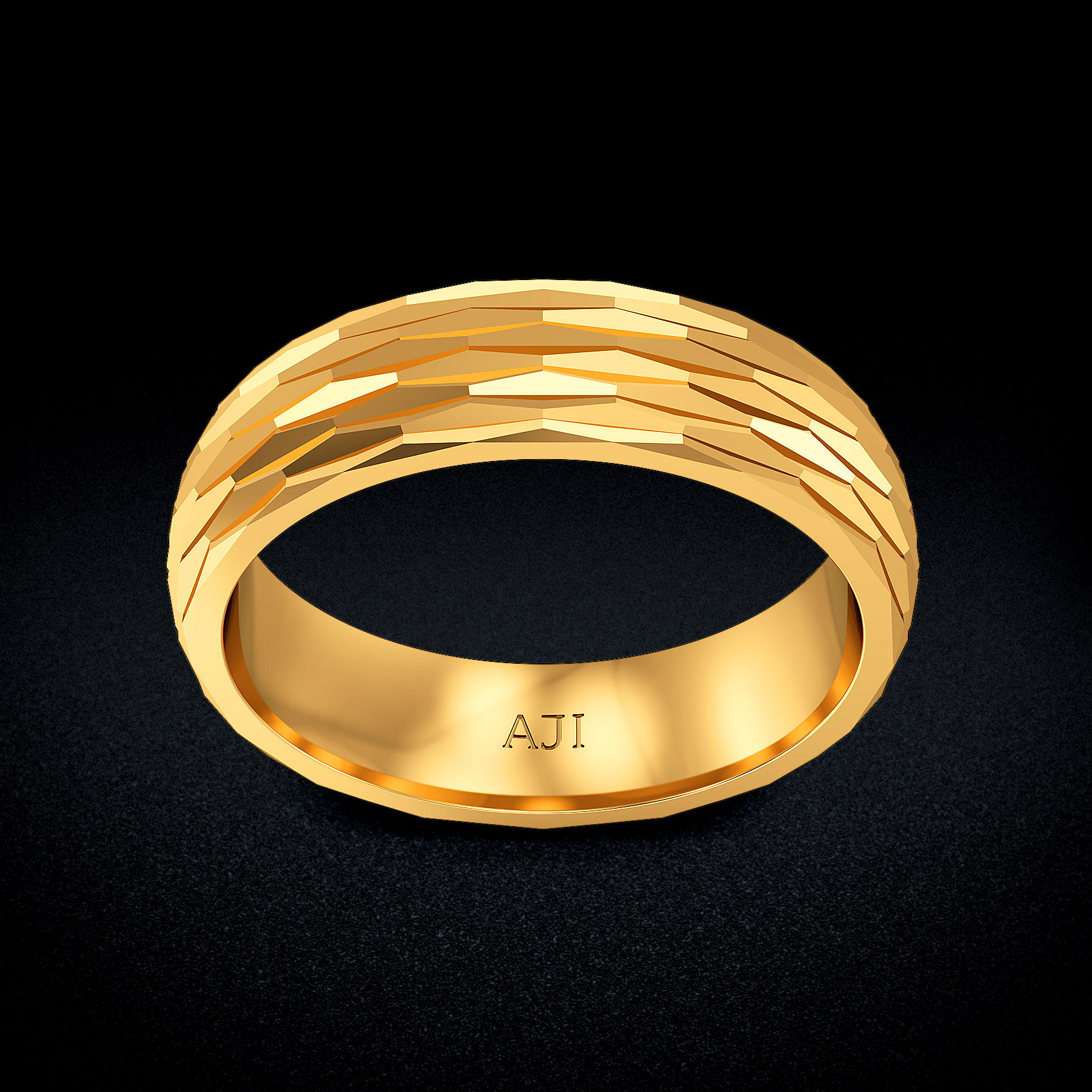 Carved Spark Gold Mens Ring image