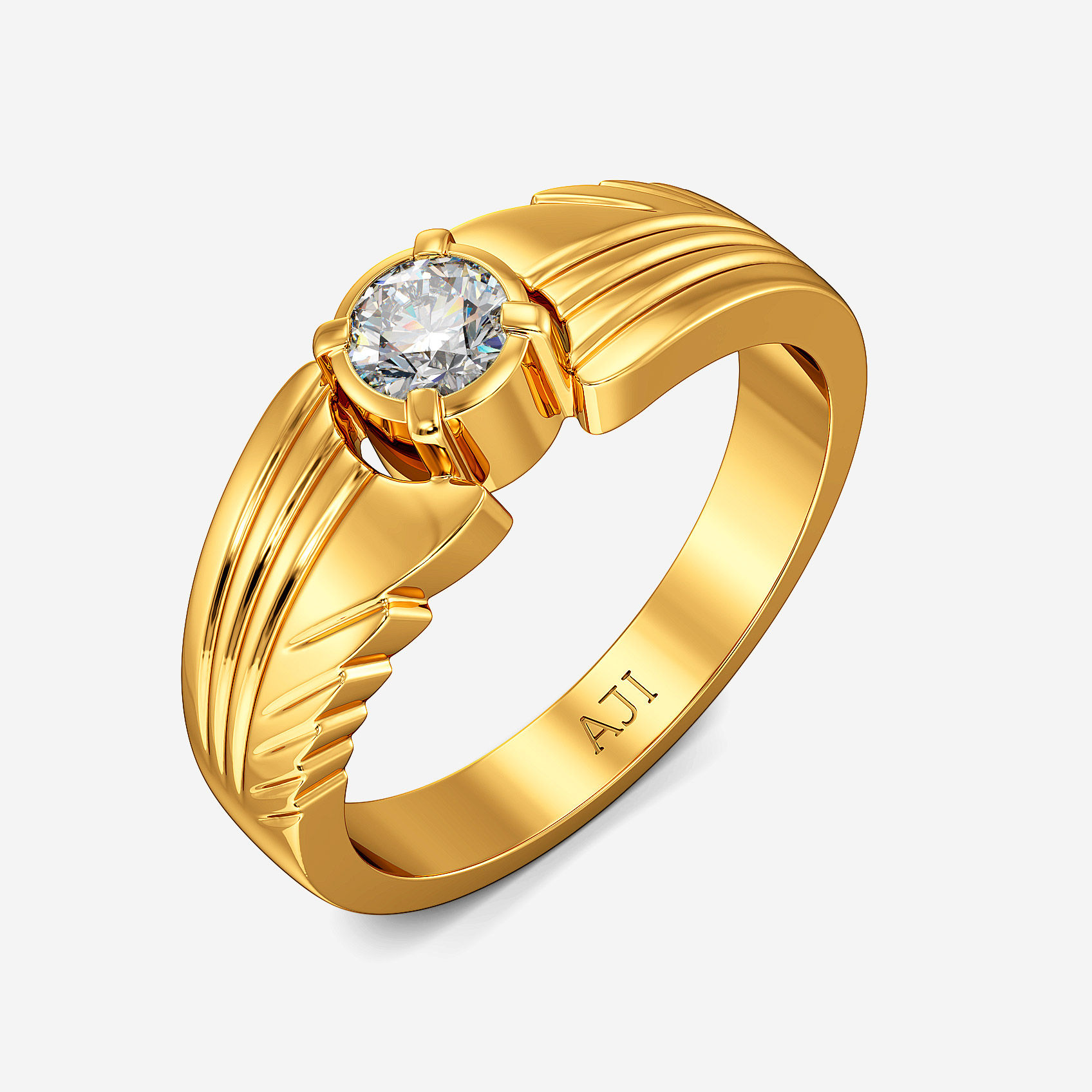Linear Solitaire Gold Womens Ring