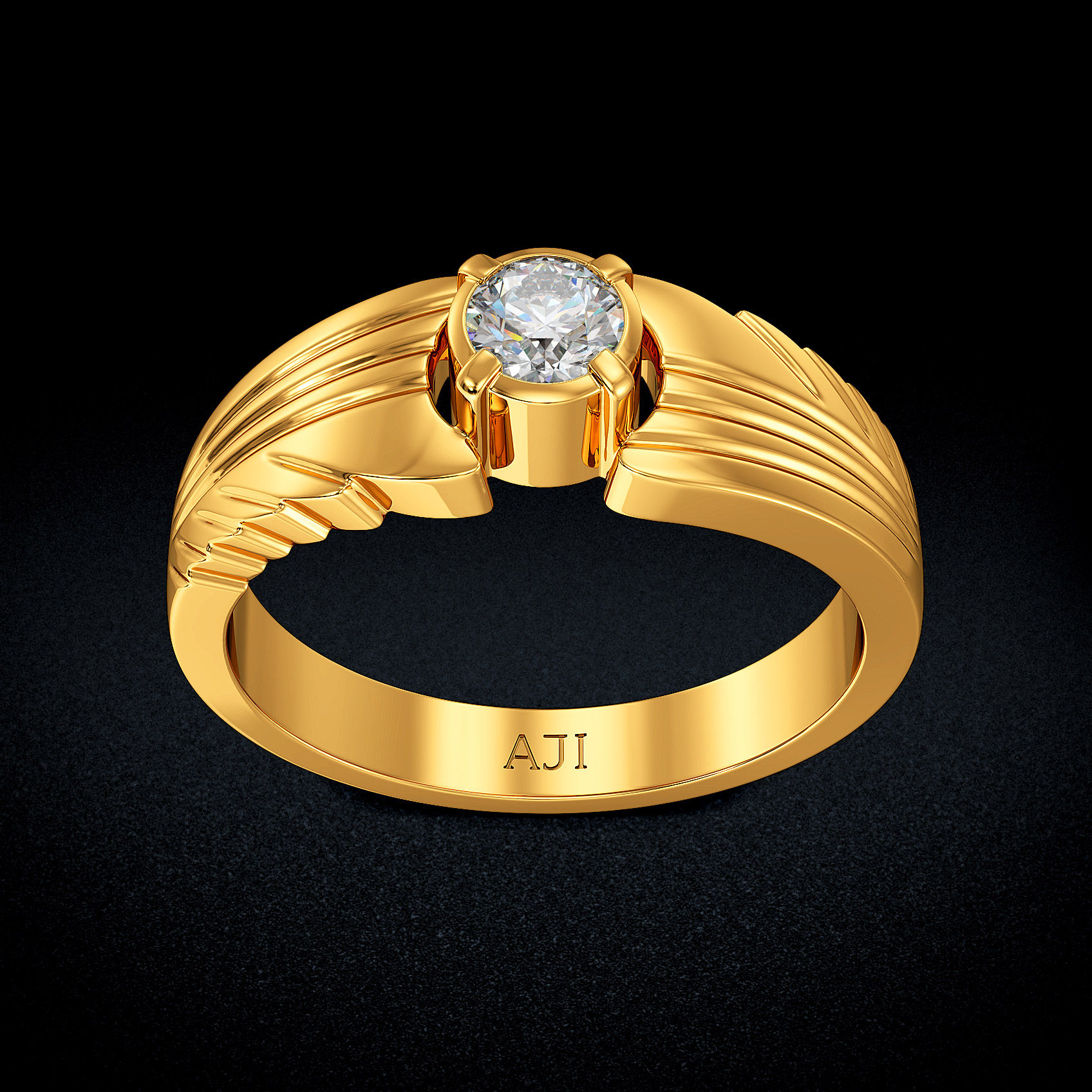 Linear Solitaire Gold Womens Ring image