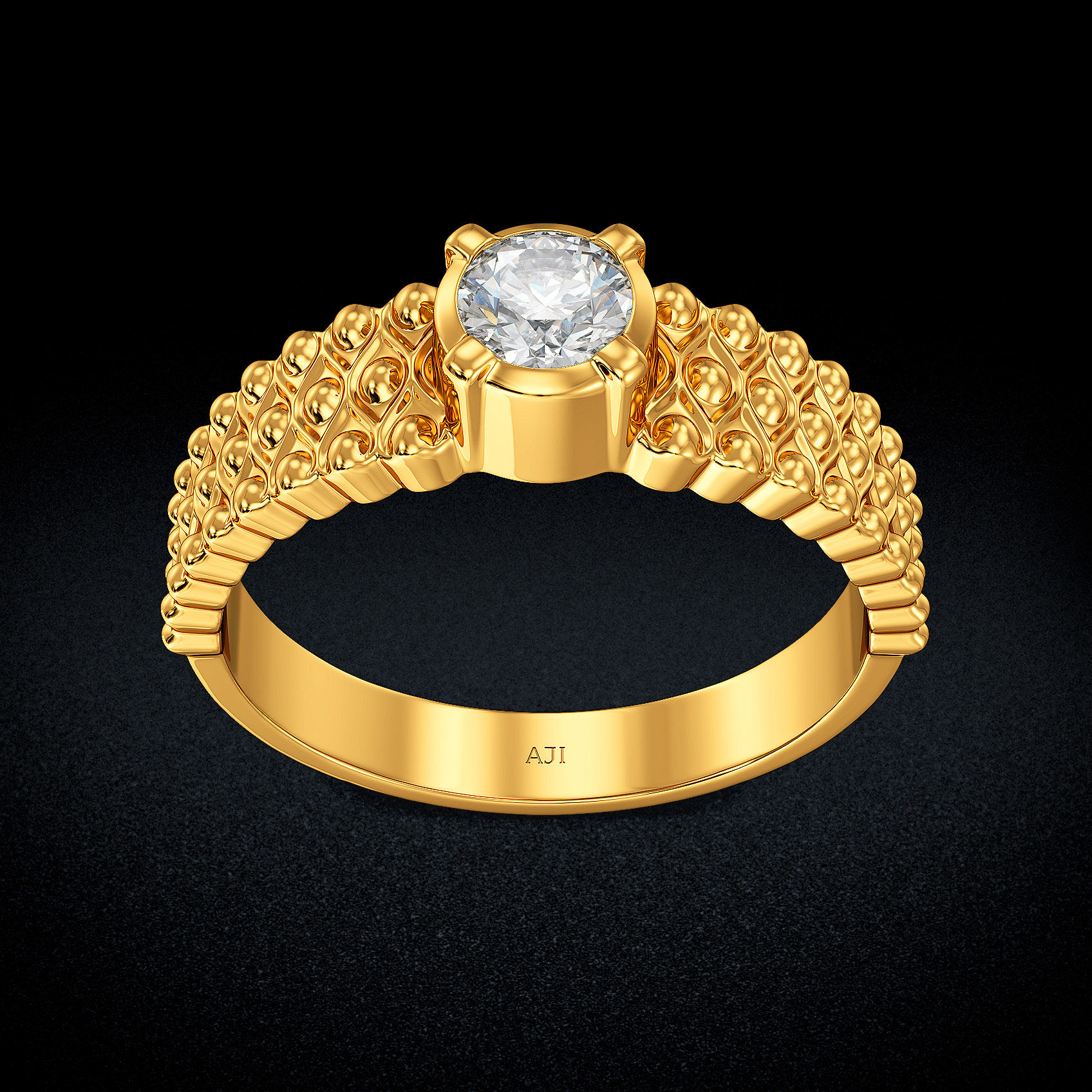 Constellation Solitaire Gold Mens Ring image