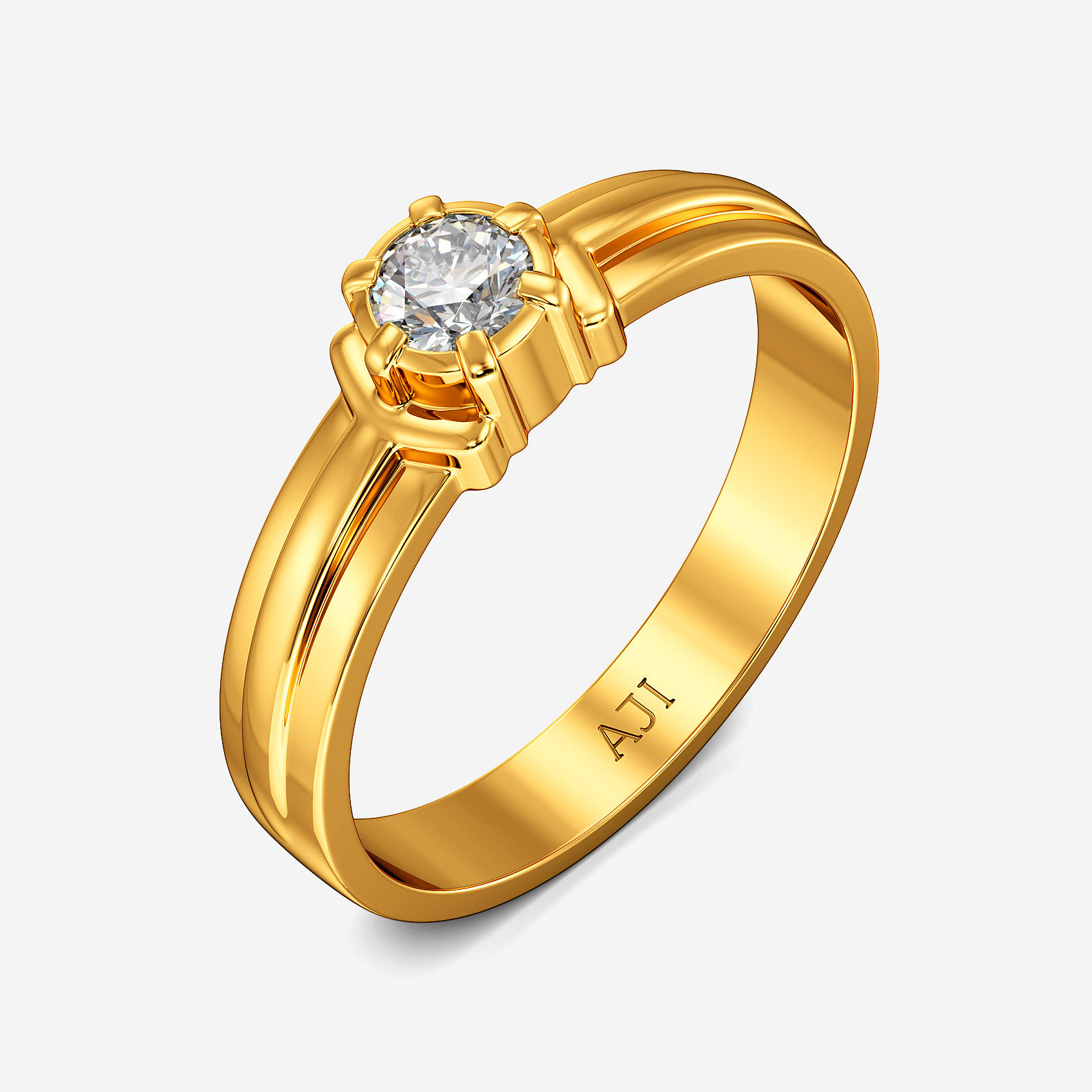 Evergreen Solitaire Gold Mens Ring