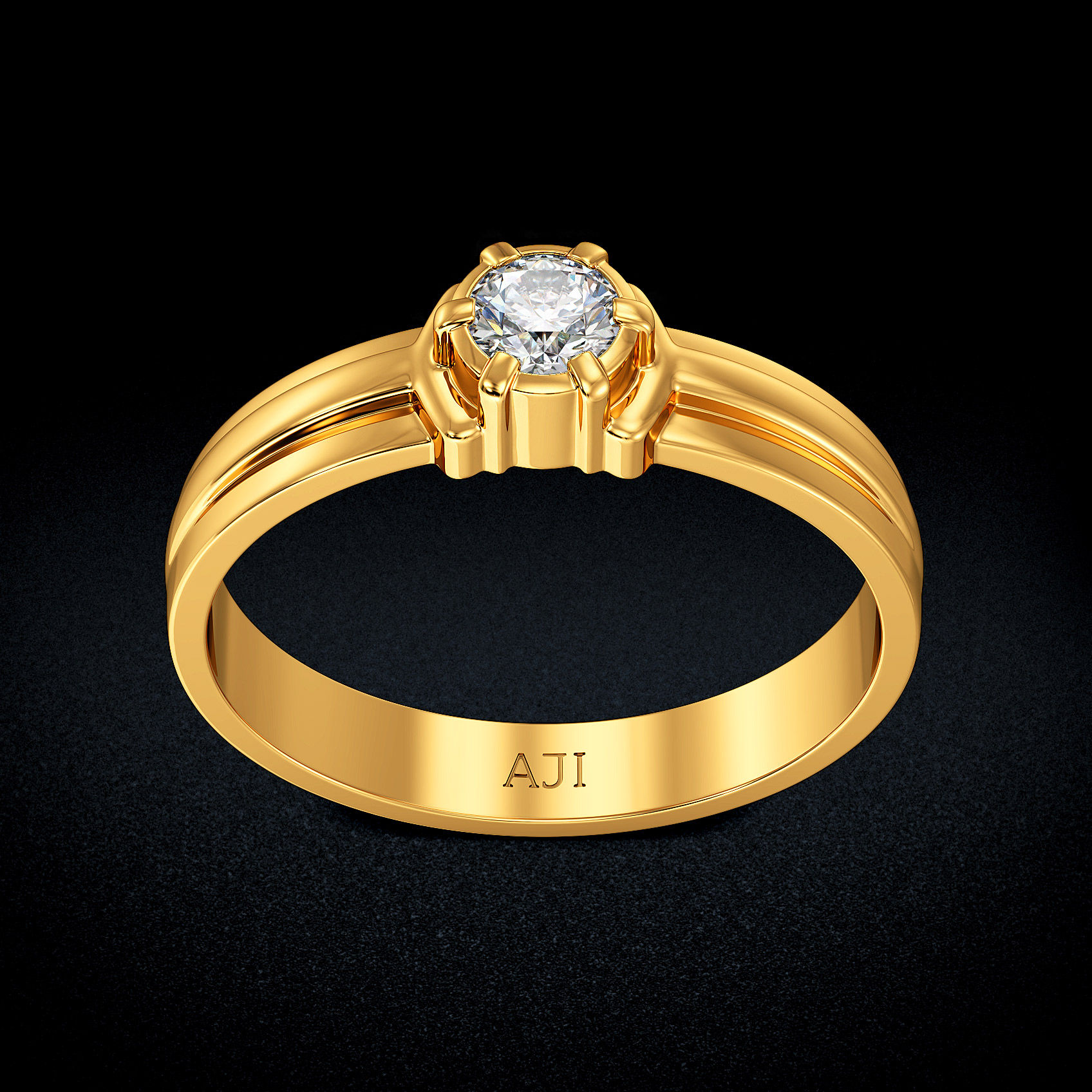 Evergreen Solitaire Gold Mens Ring image