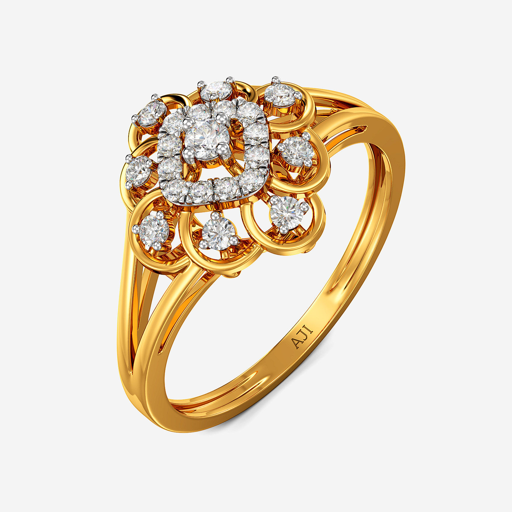 Vintage Floral Crest Gold Ring