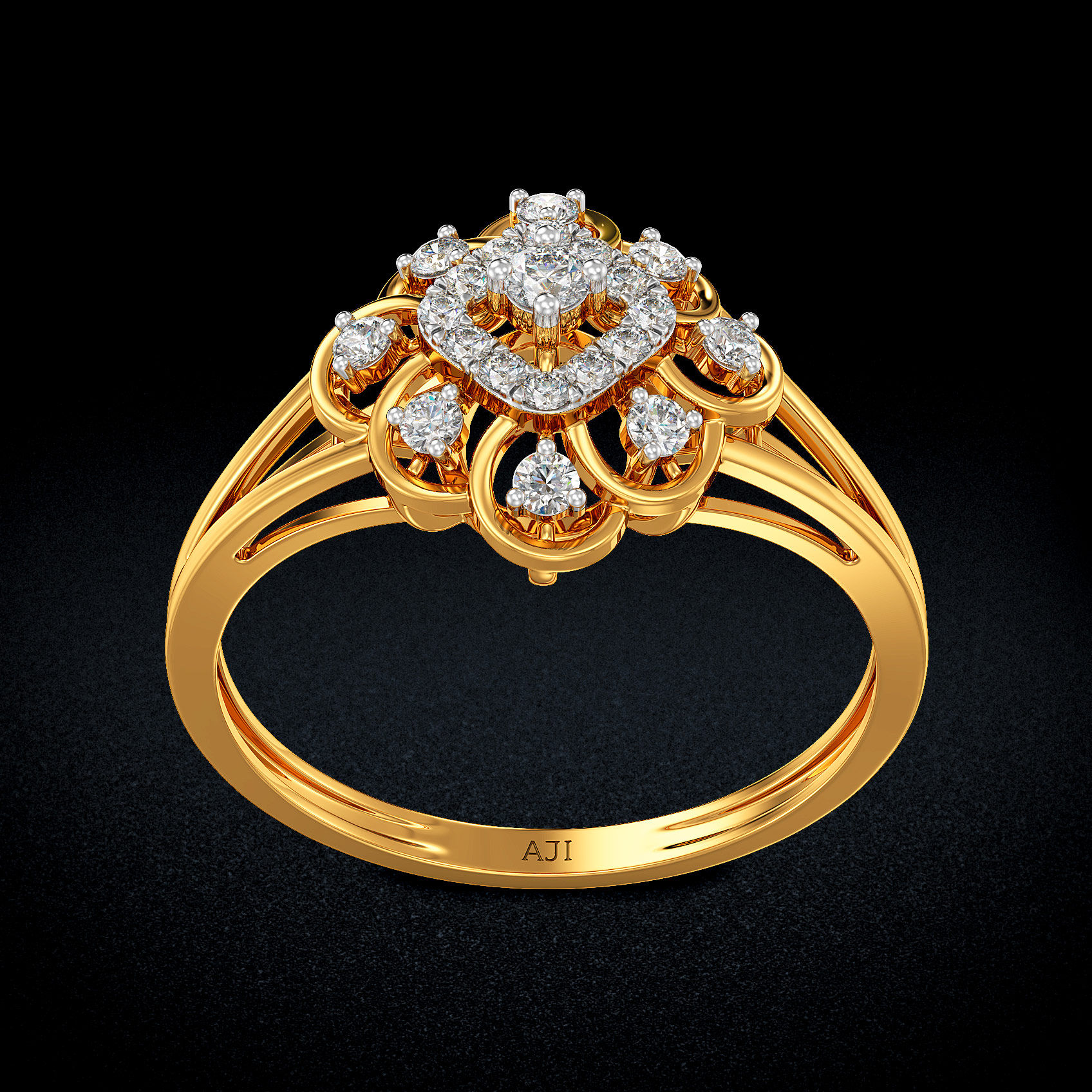 Vintage Floral Crest Gold Ring image