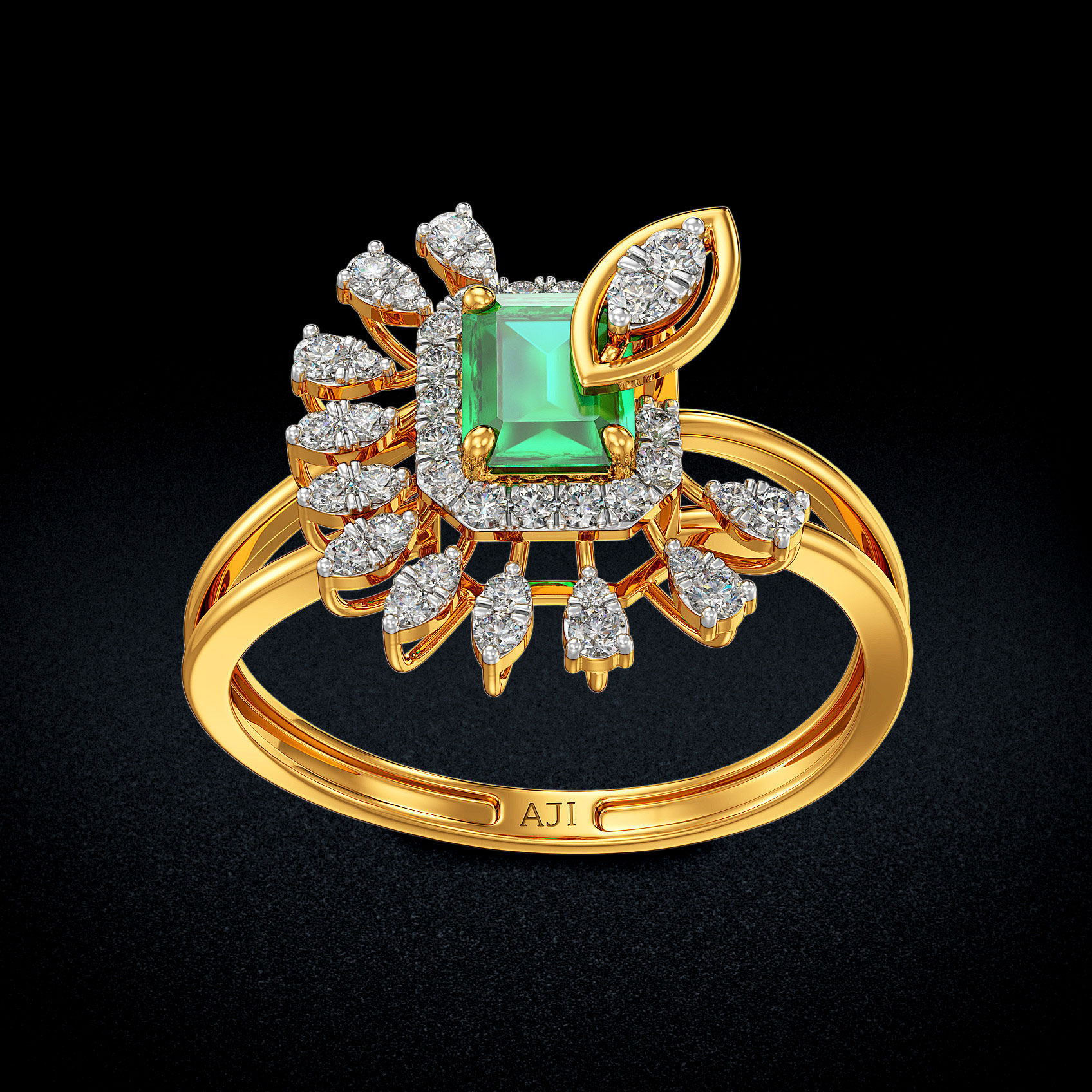 Flora Crest Gold Ring image