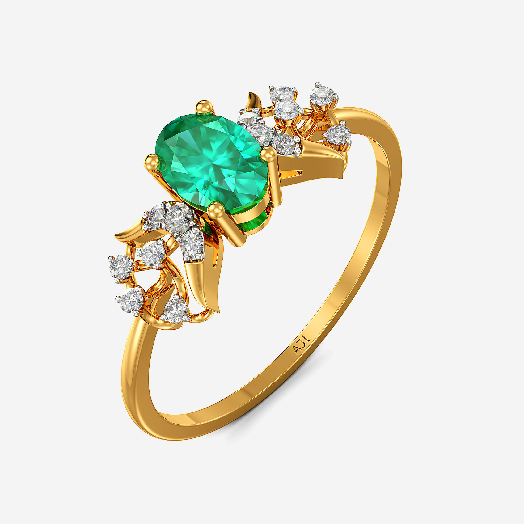 Verdant Oval Gold Ring